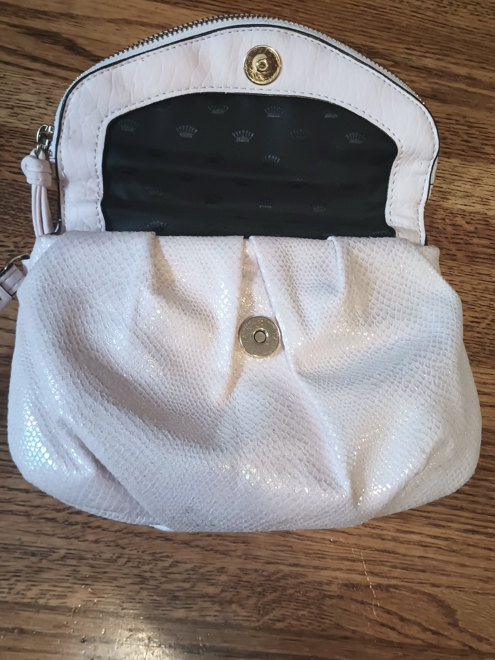 Juicy Couture Pink Sparkle Snake Print Handbag Purse Short Strap